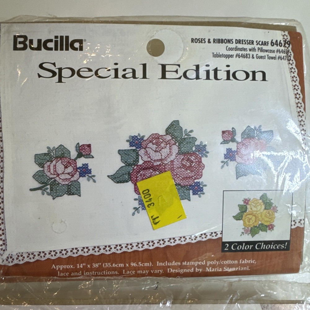 Bucilla VTG Special Edition Roses & Ribbons Pillowcase 64679 Sweet Dreams 64832